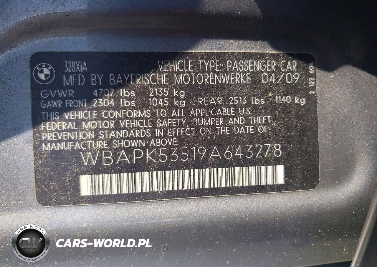 2009 BMW 328 Xi Sulev VIN:WBAPK53519A643278 - 13