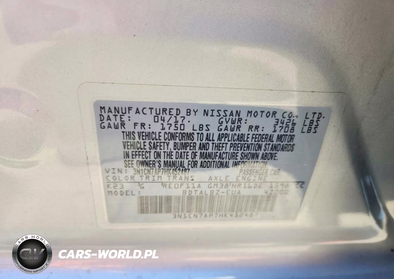 2017 Nissan Versa 1.6 Sv VIN:3N1CN7AP7HK452487 - 12