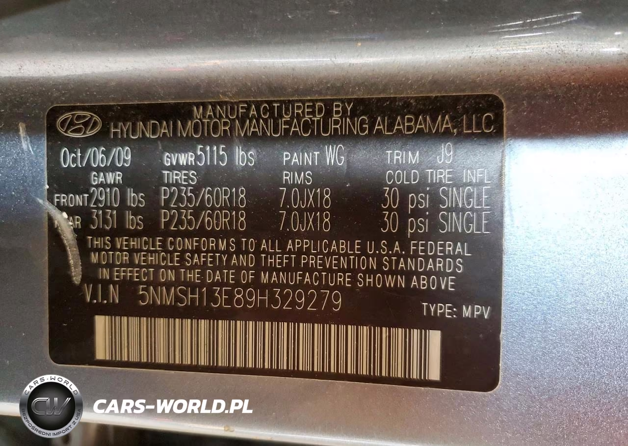 2009 Hyundai Santa Fe Limited VIN:5NMSH13E89H329279 - 13
