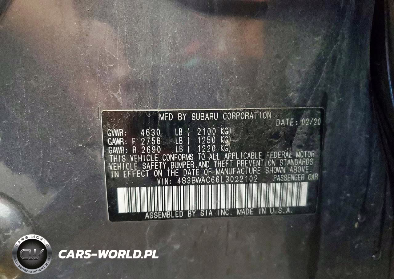2020 Subaru Legacy Premium VIN:4S3BWAC66L3022102 - 13