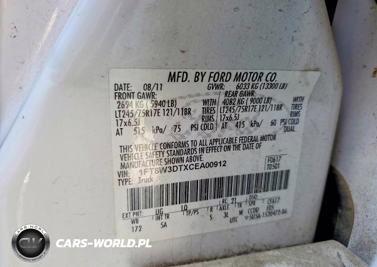 2012 Ford F350 Super Duty VIN:1FT8W3DTXCEA00912 - 14
