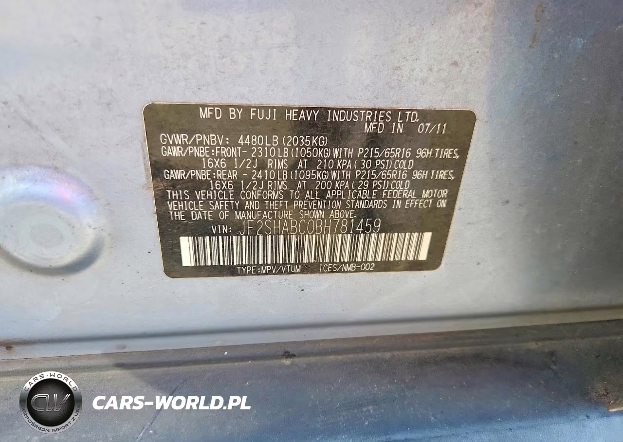 2011 Subaru Forester 2.5X VIN:JF2SHABC0BH781459 - 12