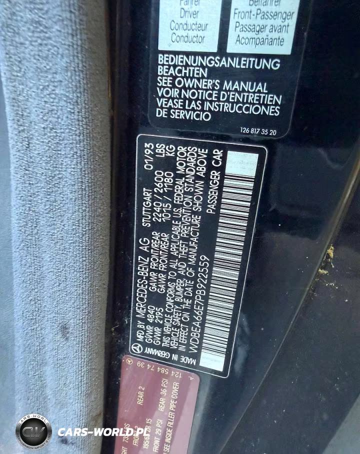 1993 Mercedes-Benz 300 Cecv VIN:WDBEA66E7PB922559 - 10