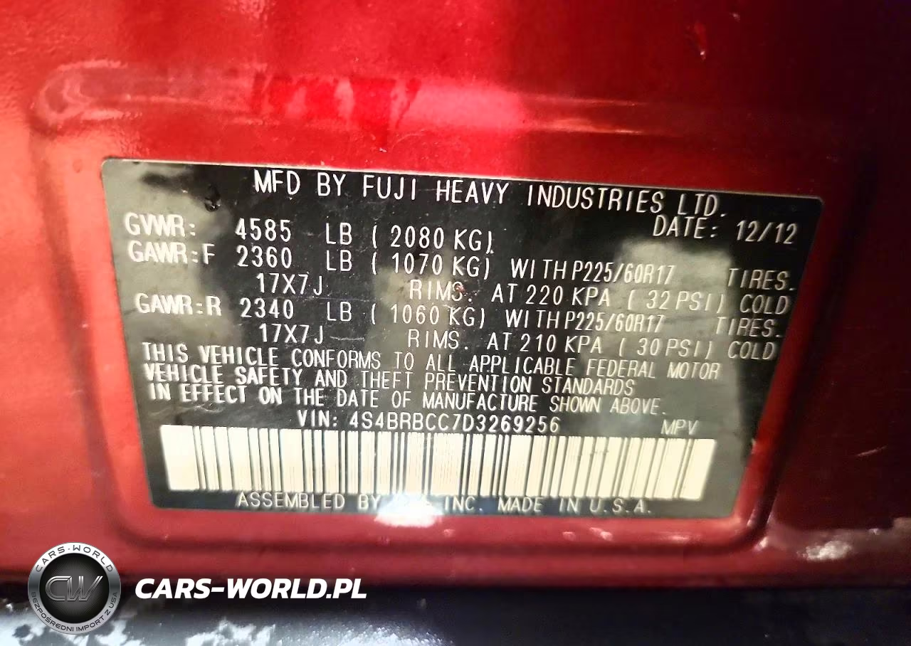 2013 Subaru Outback 2.5I Premium VIN:4S4BRBCC7D3269256 - 14
