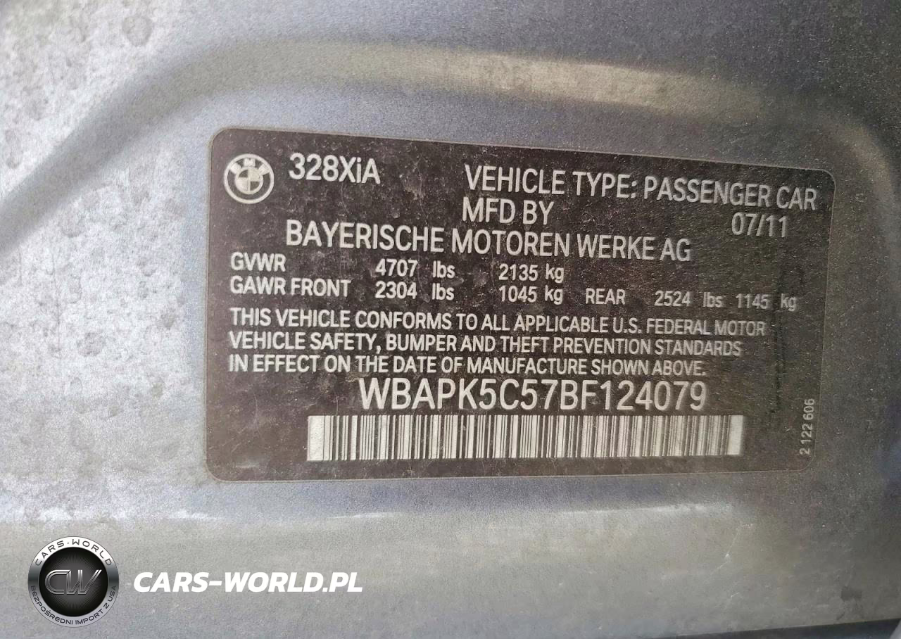 2011 BMW 328 Xi Sulev VIN:WBAPK5C57BF124079 - 12