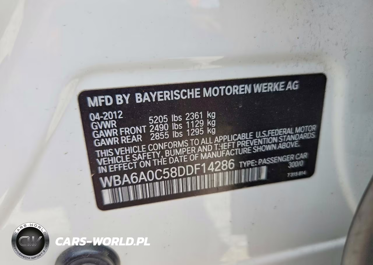 2013 BMW 640 I VIN:WBA6A0C58DDF14286 - 12