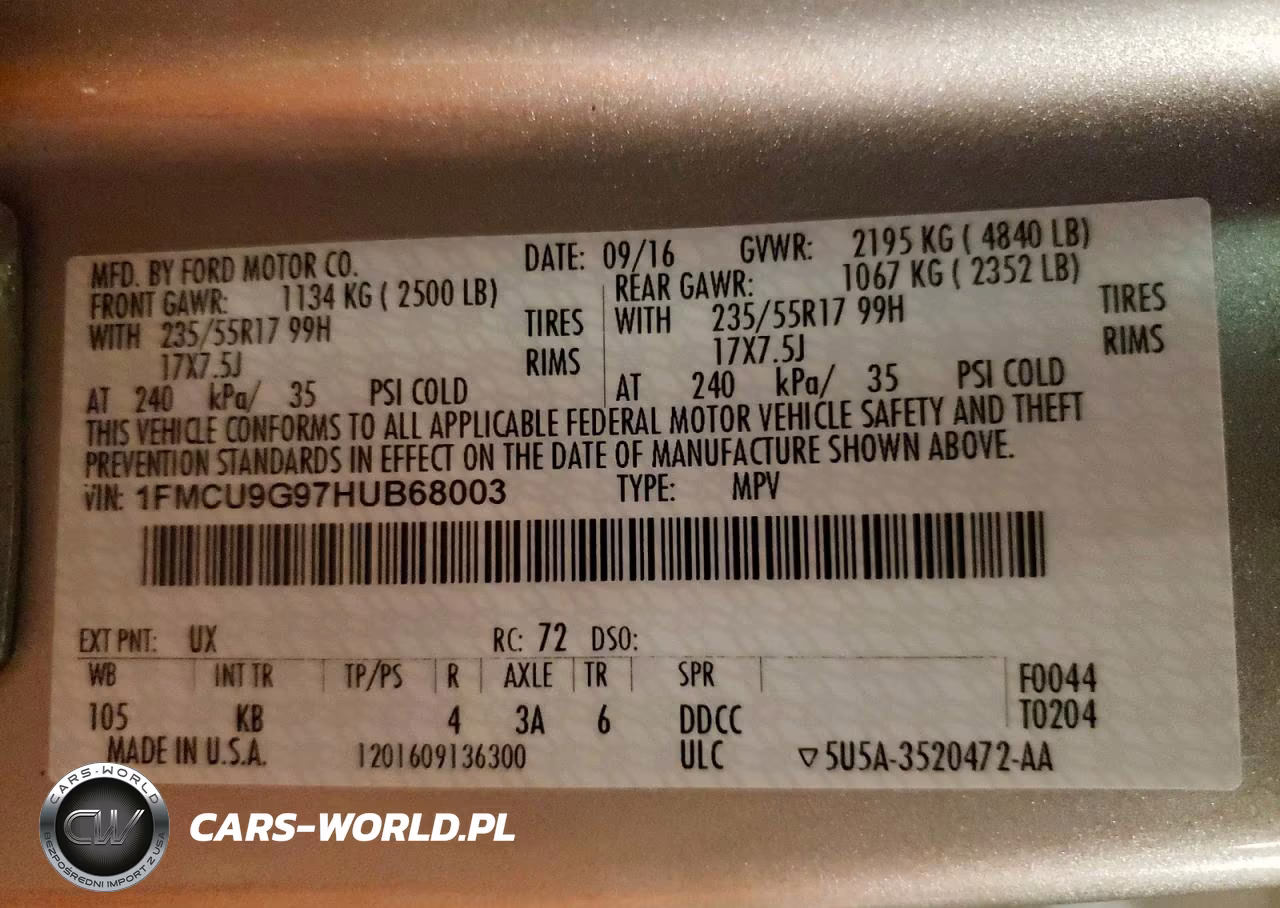 2017 Ford Escape Se VIN:1FMCU9G97HUB68003 - 13