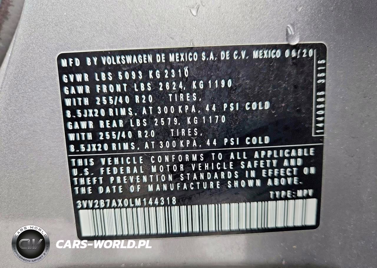 2020 Volkswagen Tiguan Se VIN:3VV2B7AX0LM144318 - 13
