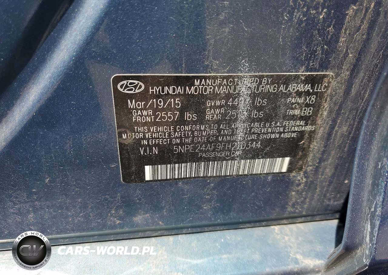 2015 Hyundai Sonata Se VIN:5NPE24AF9FH210344 - 12