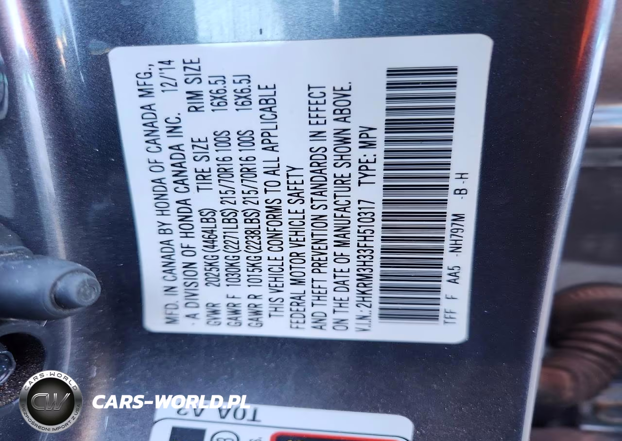 2015 Honda Cr-V Lx VIN:2HKRM3H33FH510317 - 13