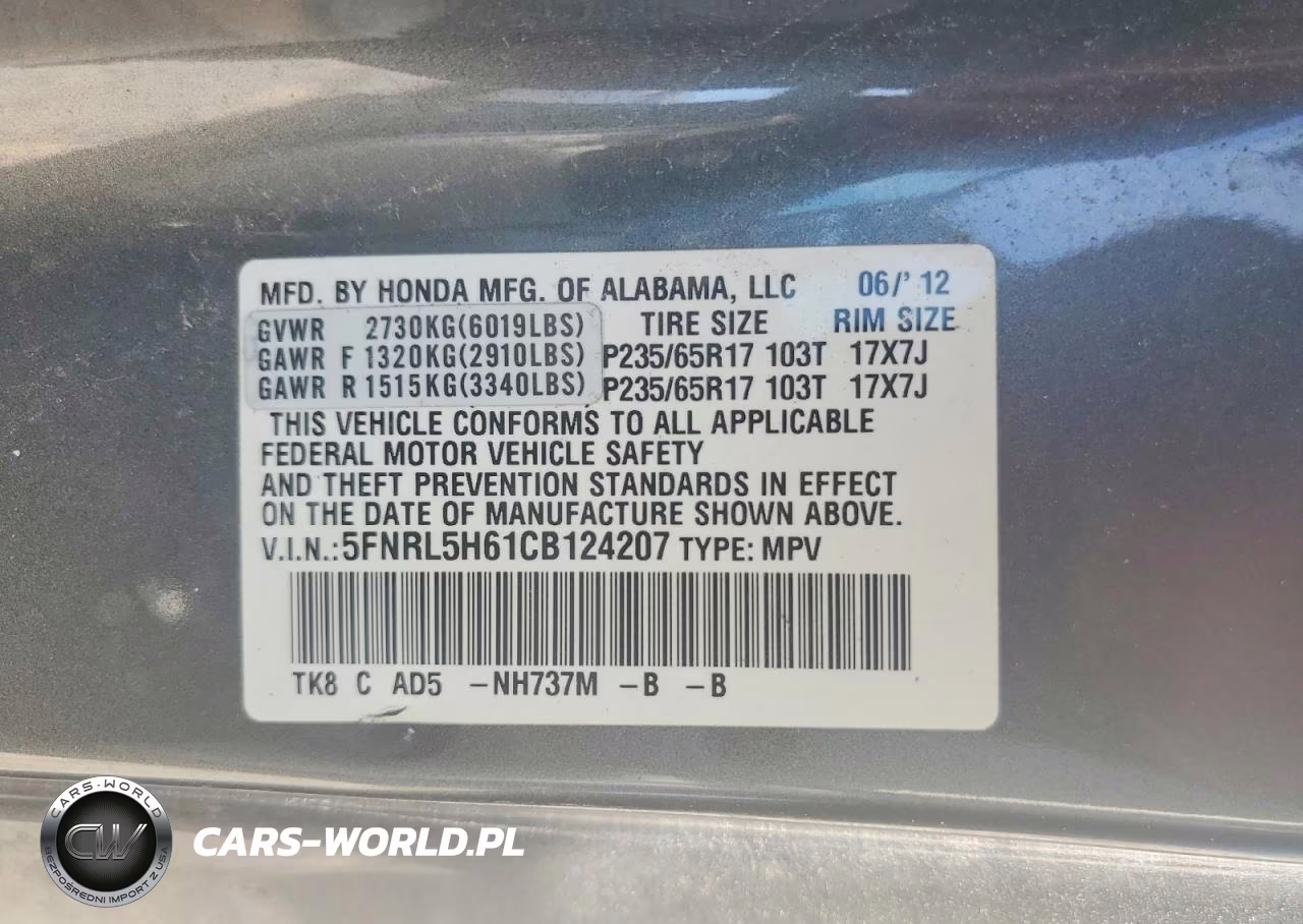 2012 Honda Odyssey Exl VIN:5FNRL5H61CB124207 - 13