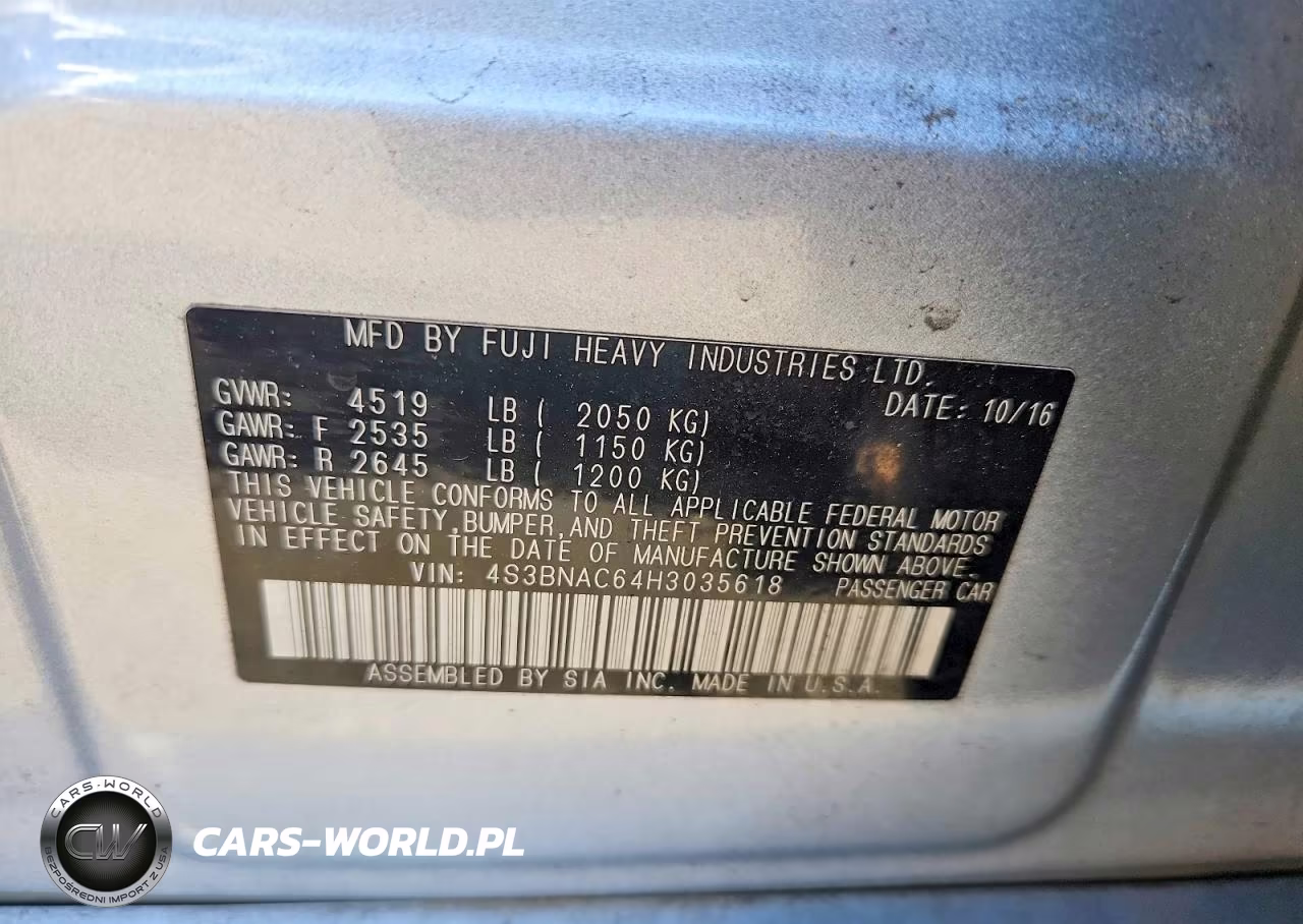 2017 Subaru Legacy 2.5I Premium VIN:4S3BNAC64H3035618 - 13