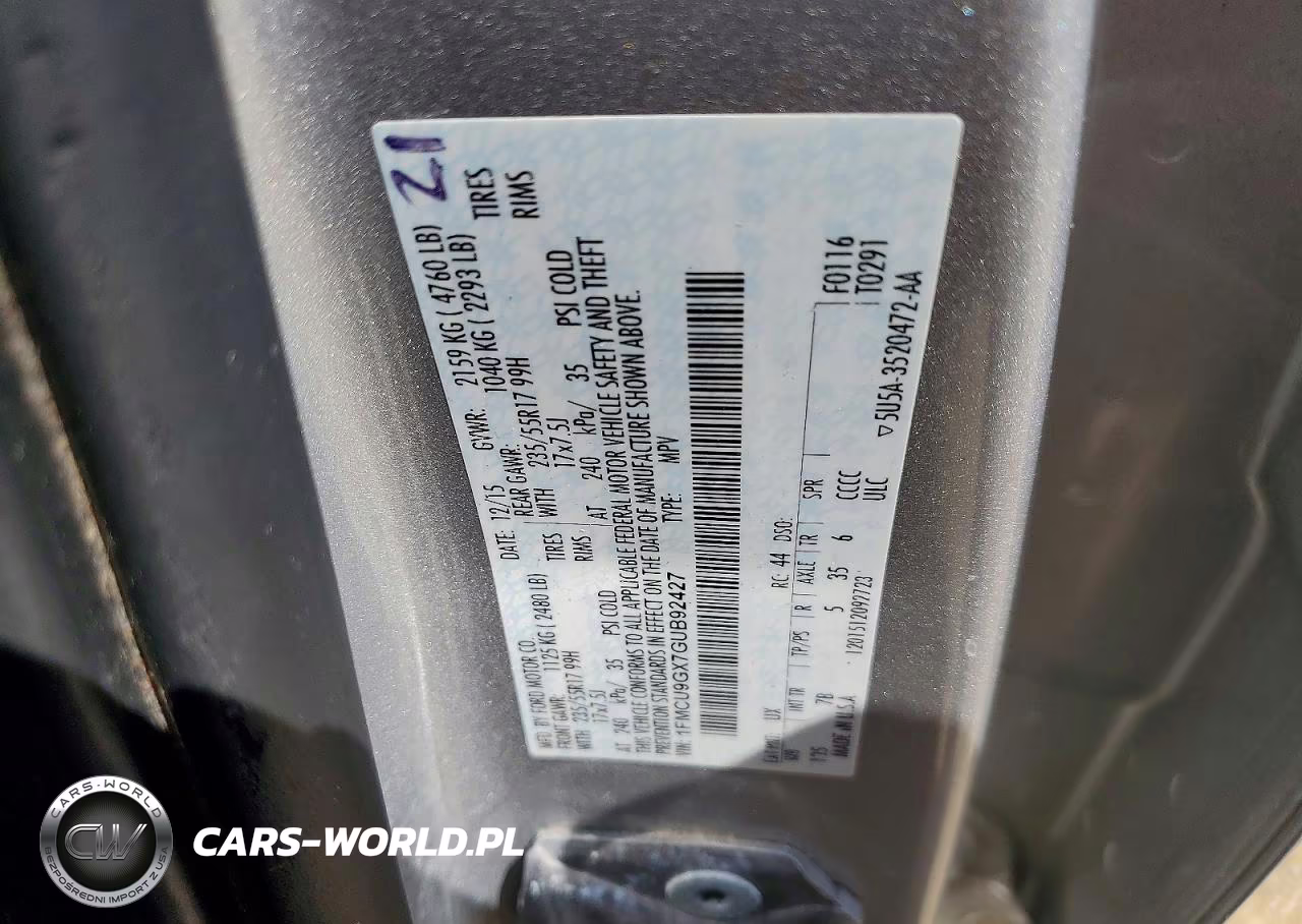 2016 Ford Escape Se VIN:1FMCU9GX7GUB92427 - 13