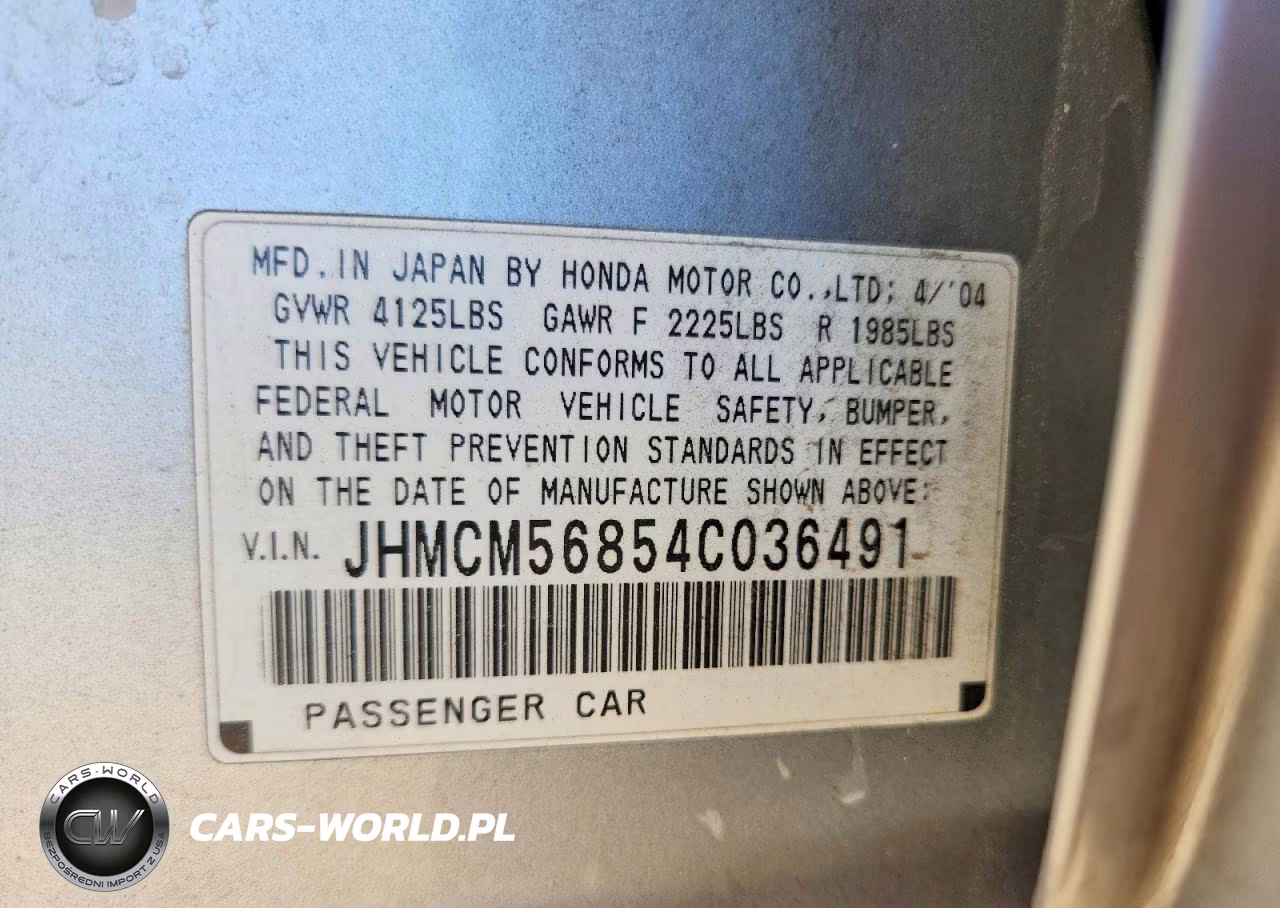 2004 Honda Accord Ex VIN:JHMCM56854C036491 - 12