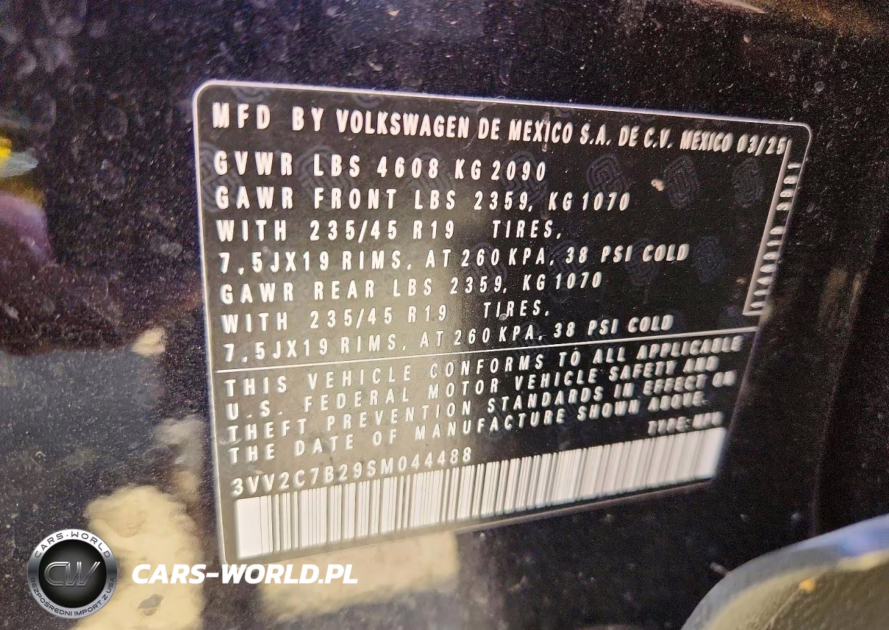 2025 Volkswagen Taos Se Black VIN:3VV2C7B29SM044488 - 12