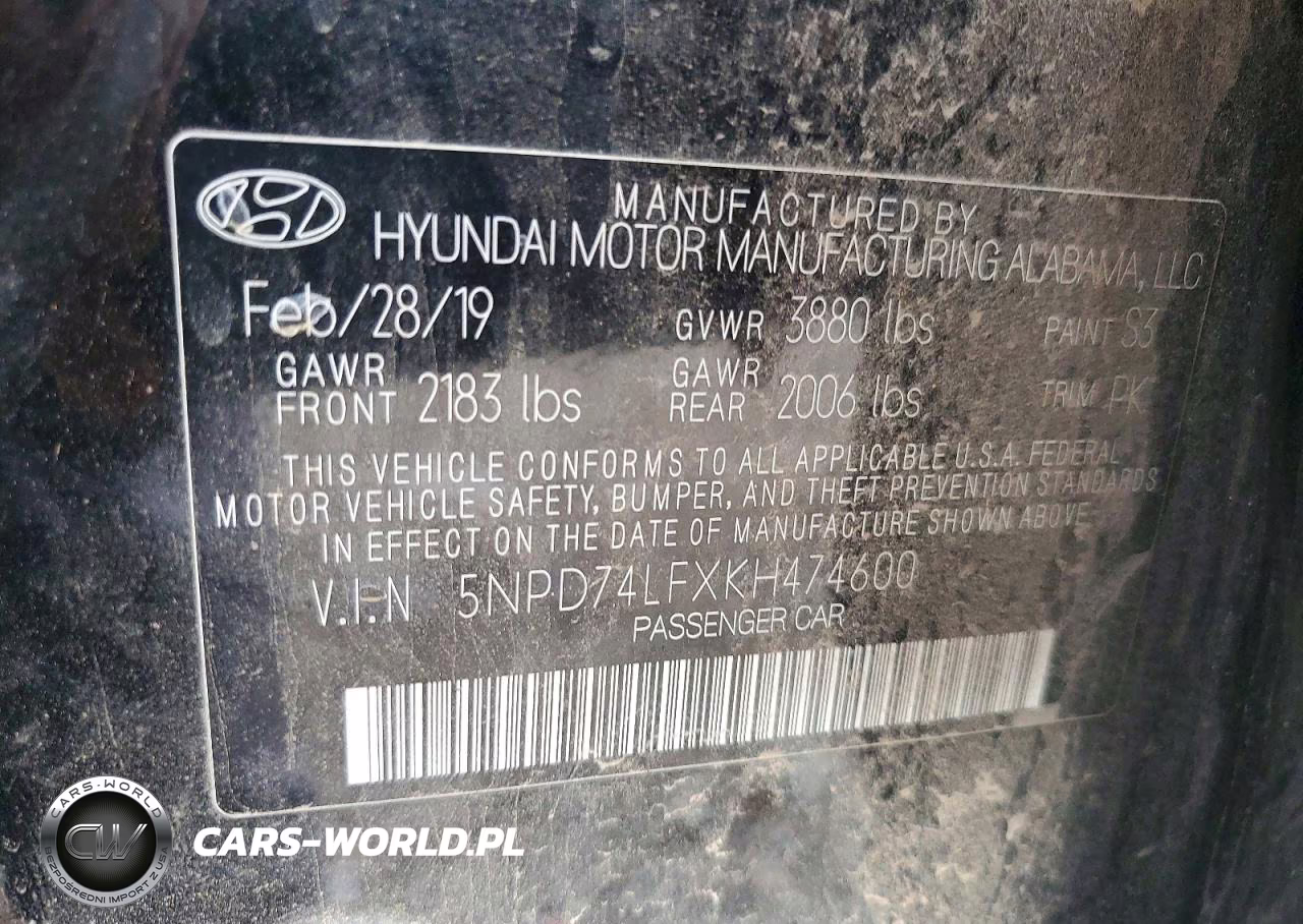 2019 Hyundai Elantra Se VIN:5NPD74LFXKH474600 - 12