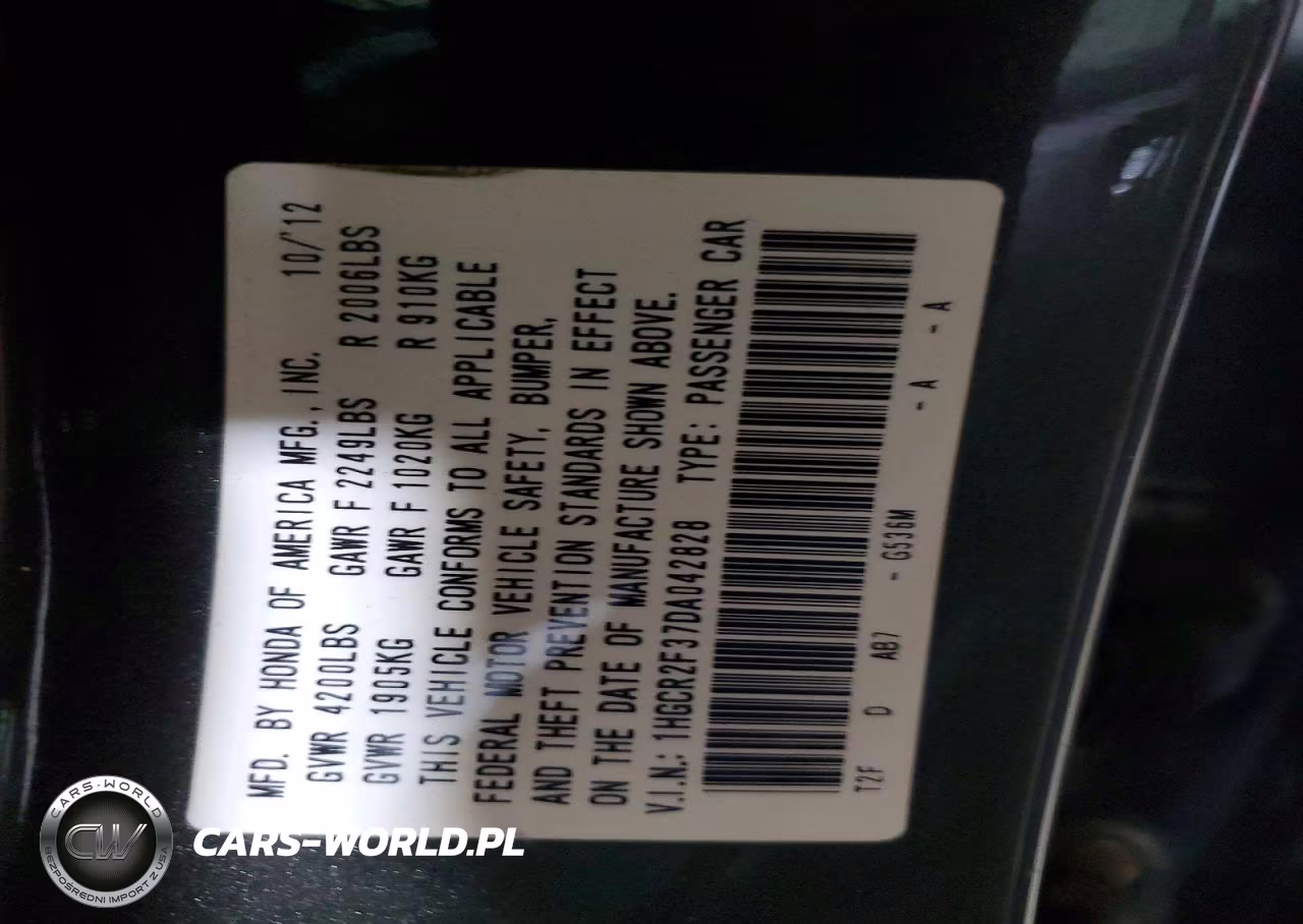 2013 Honda Accord Lx VIN:1HGCR2F37DA042828 - 12