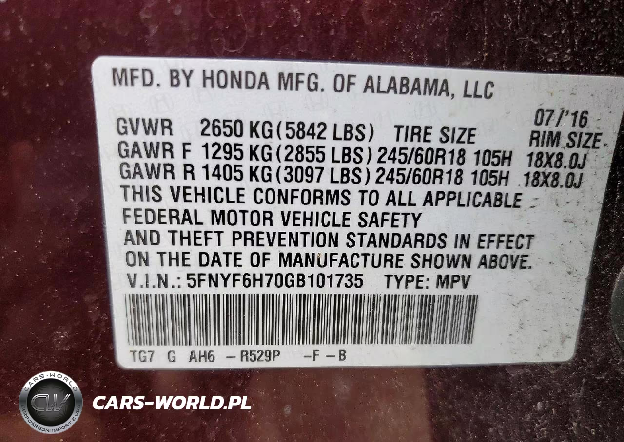 2016 Honda Pilot Exln VIN:5FNYF6H70GB101735 - 13