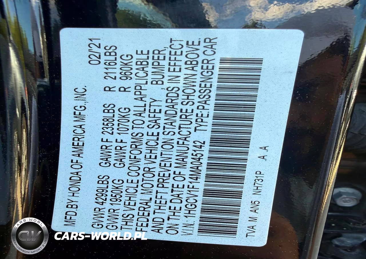 2021 Honda Accord Lx VIN:1HGCV1F14MA045142 - 9