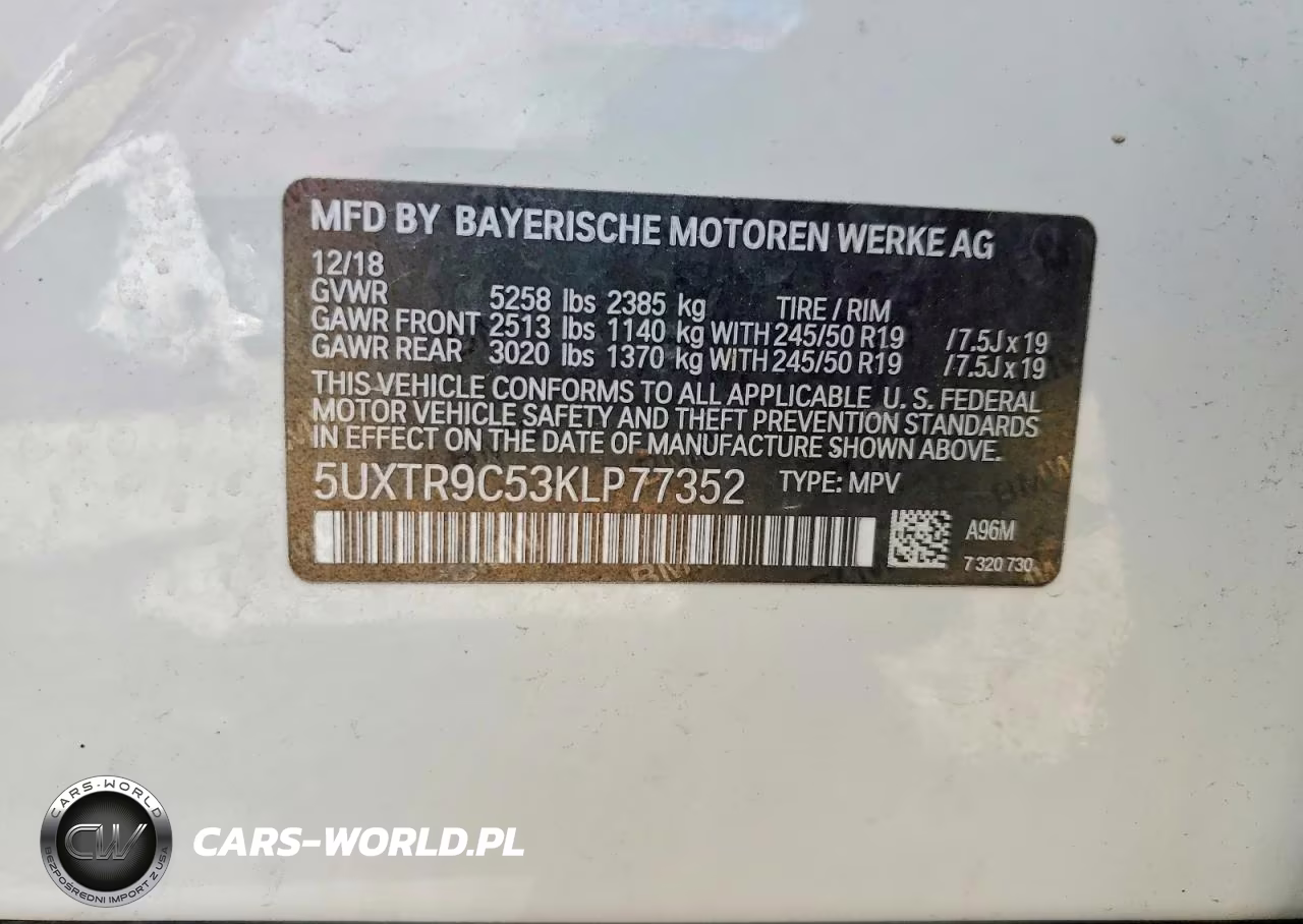 2019 BMW X3 xDrive30I VIN:5UXTR9C53KLP77352 - 13