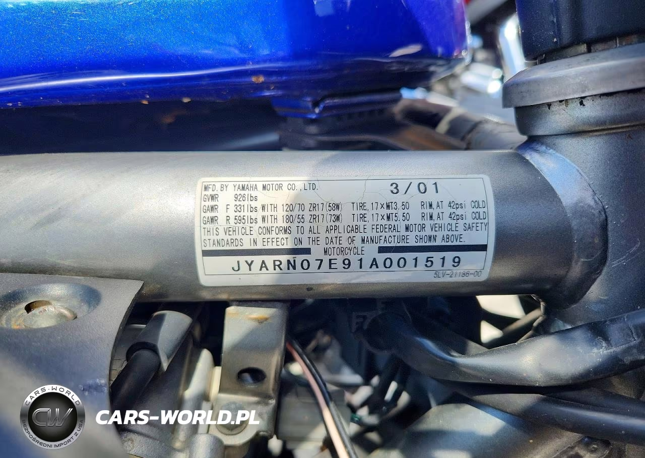 2001 Yamaha Fzs10 VIN:JYARN07E91A001519 - 9
