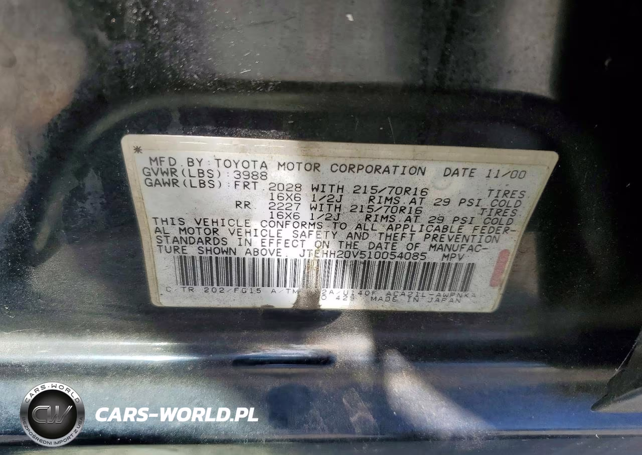 2001 Toyota Rav4 Base VIN:JTEHH20V510054085 - 13