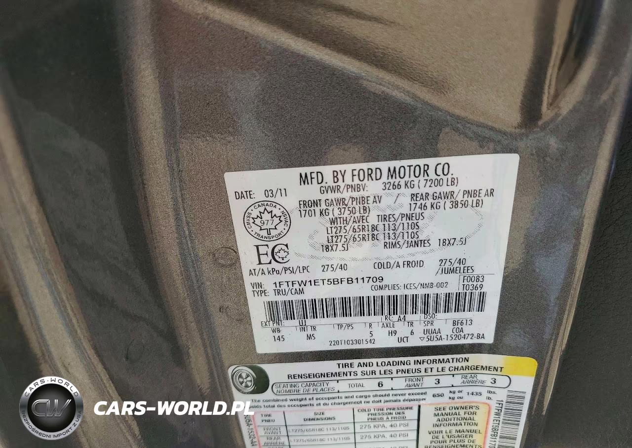 2011 Ford F150 Supercrew VIN:1FTFW1ET5BFB11709 - 12
