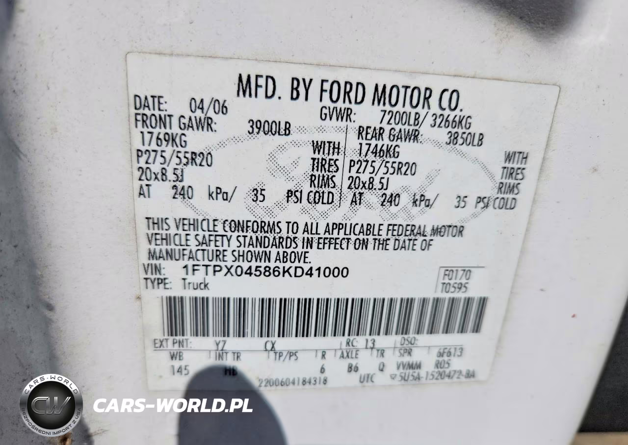 2006 Ford F150 VIN:1FTPX04586KD41000 - 12
