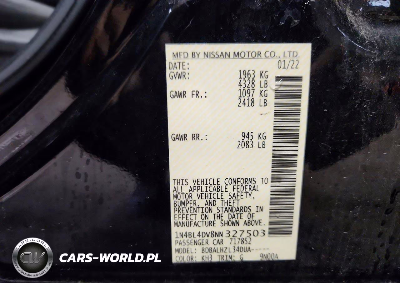 2022 Nissan Altima Sv VIN:1N4BL4DV8NN327503 - 13
