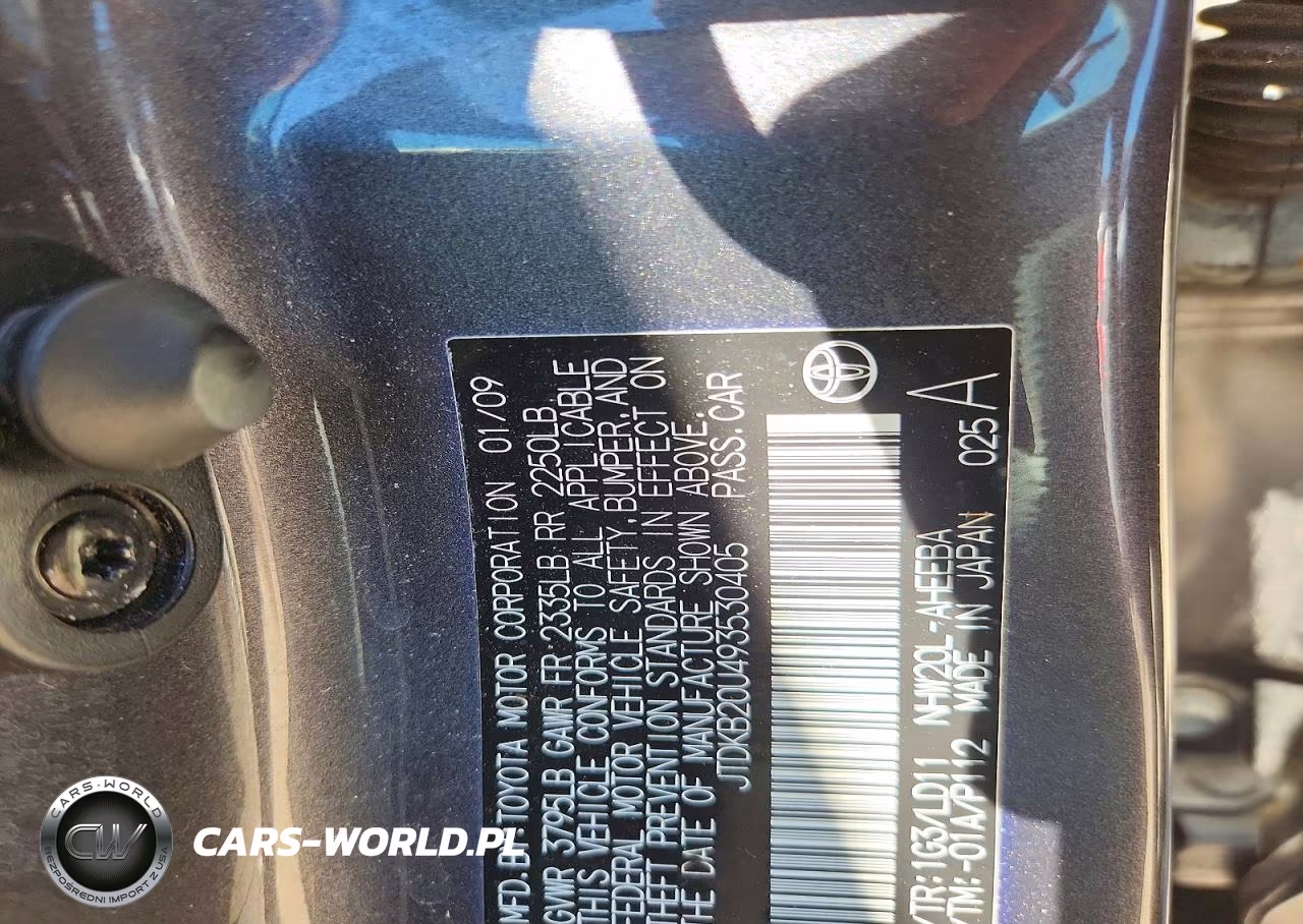 2009 Toyota Prius Base VIN:JTDKB20U493530405 - 12
