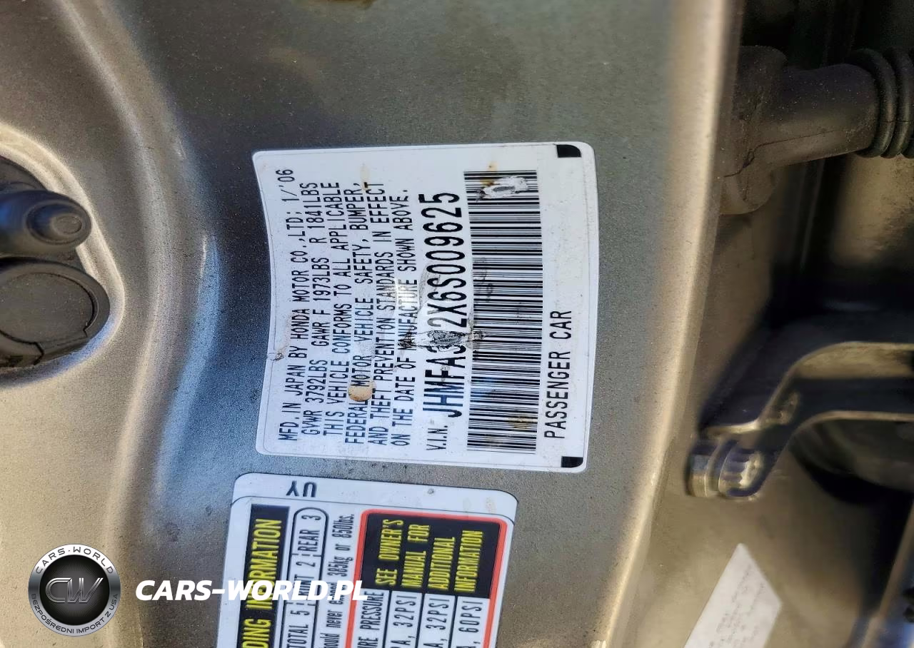 2006 Honda Civic Hybrid VIN:JHMFA362X6S009625 - 12