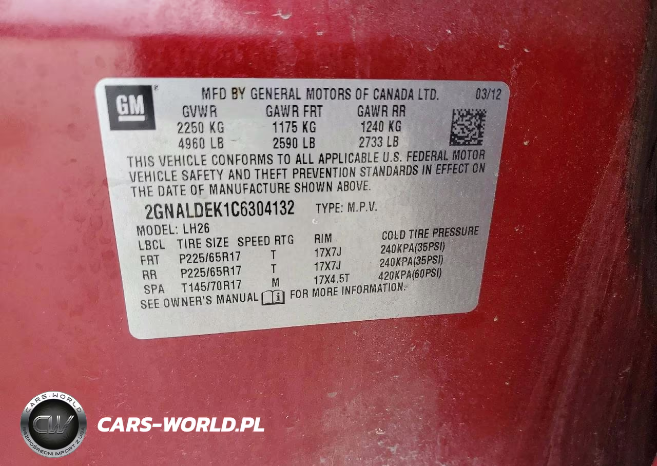 2012 Chevrolet Equinox Lt VIN:2GNALDEK1C6304132 - 12