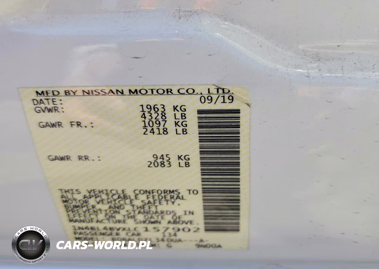 2020 Nissan Altima S VIN:1N4BL4BVXLC157902 - 12
