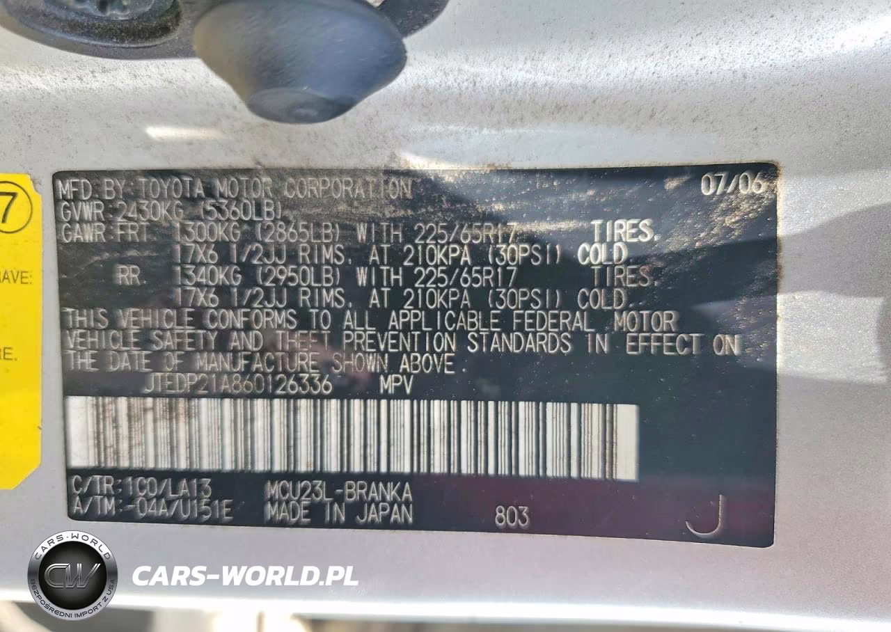 2006 Toyota Highlander VIN:JTEDP21A860126336 - 14