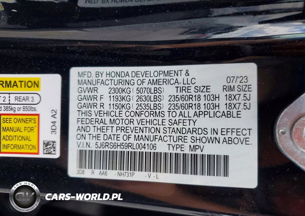 2024 Honda Cr-V Sport VIN:5J6RS6H59RL004106 - 13