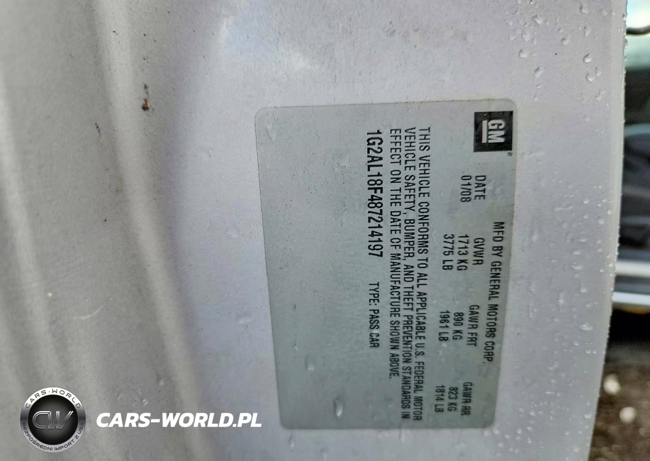 2008 Pontiac G5 VIN:1G2AL18F487214197 - 12