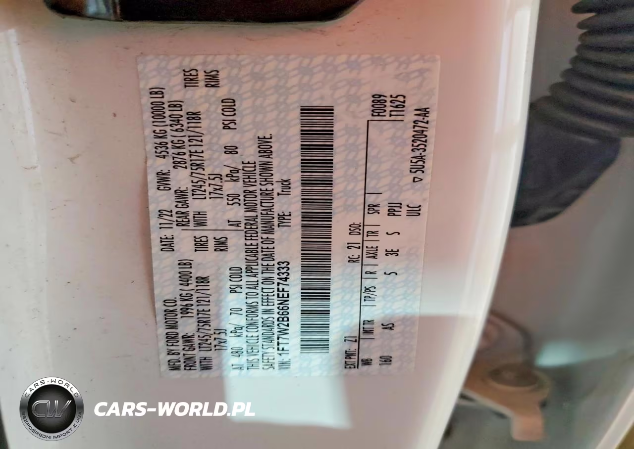 2022 Ford F250 Super Duty VIN:1FT7W2B66NEF74333 - 12
