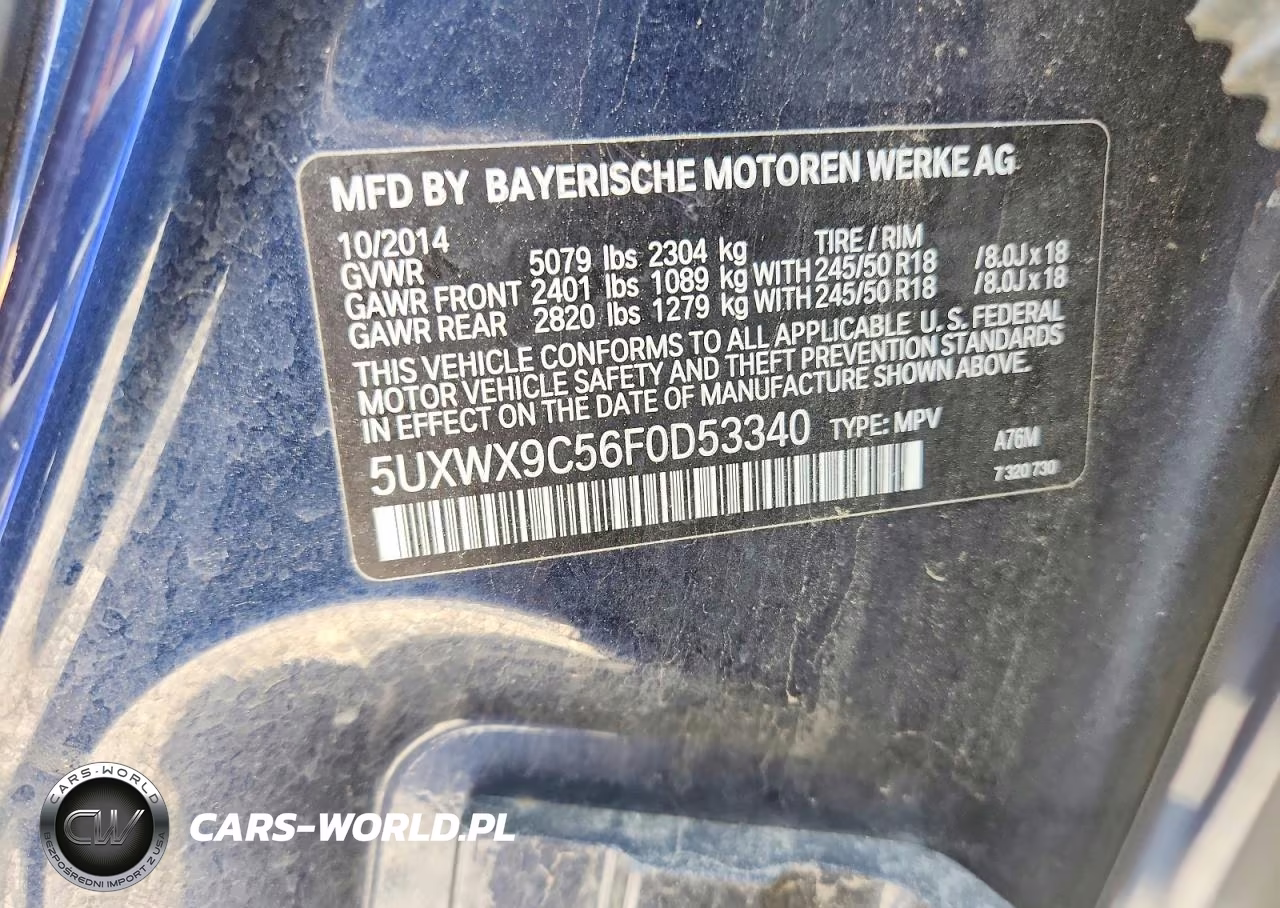 2015 BMW X3 xDrive28I VIN:5UXWX9C56F0D53340 - 13