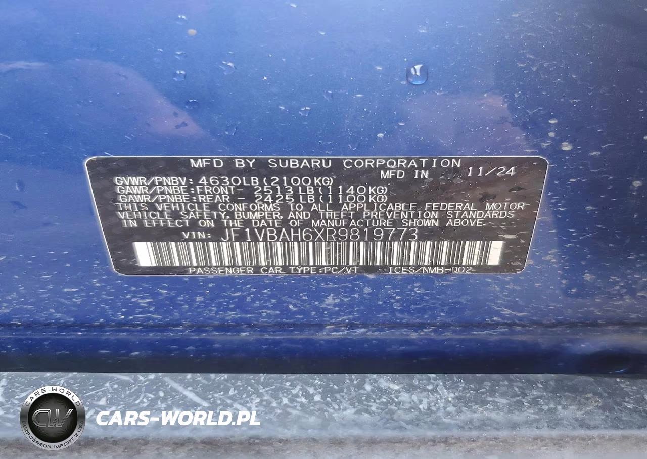 2024 Subaru Wrx Premium VIN:JF1VBAH6XR9819773 - 12