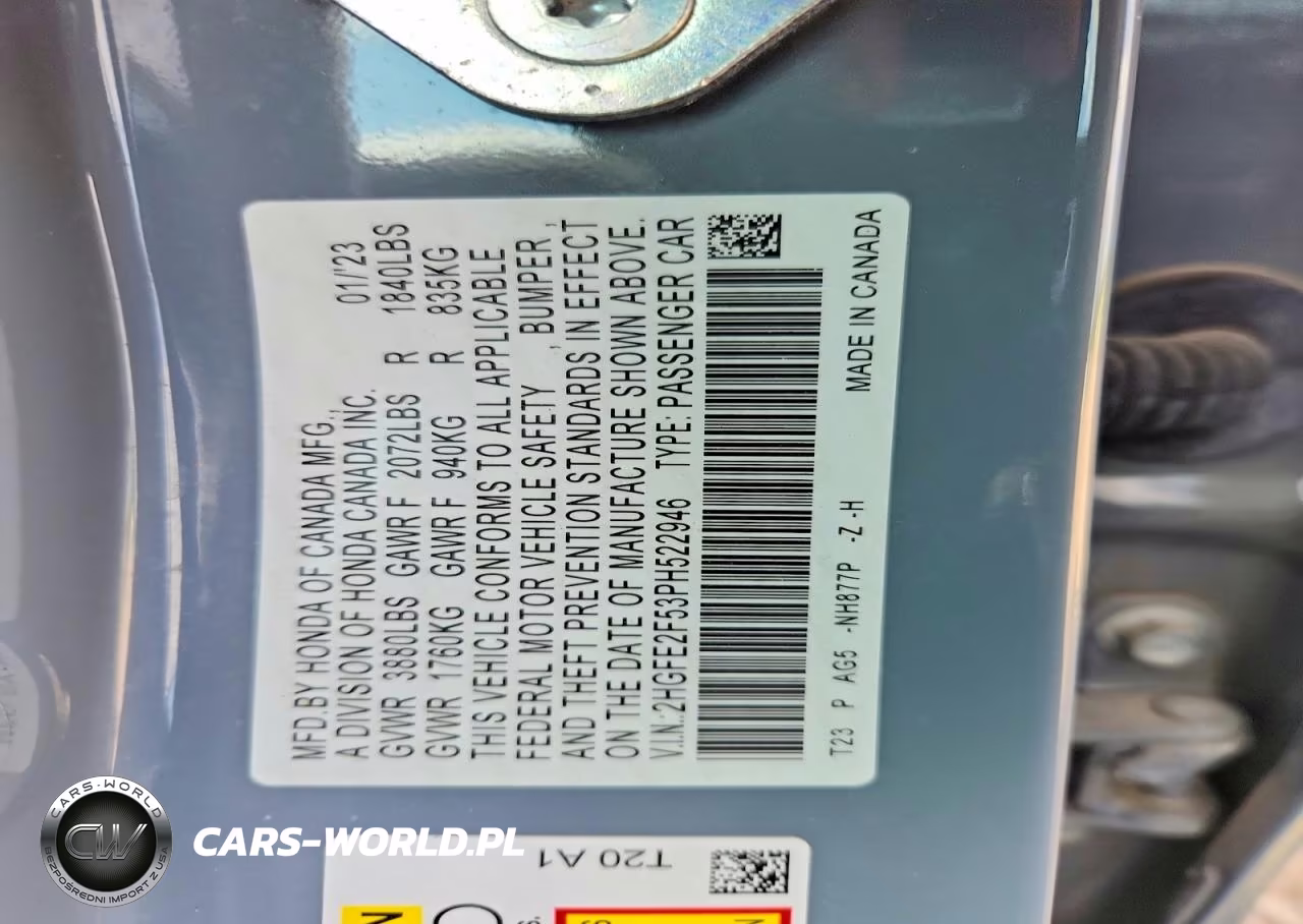 2023 Honda Civic Sport VIN:2HGFE2F53PH522946 - 12