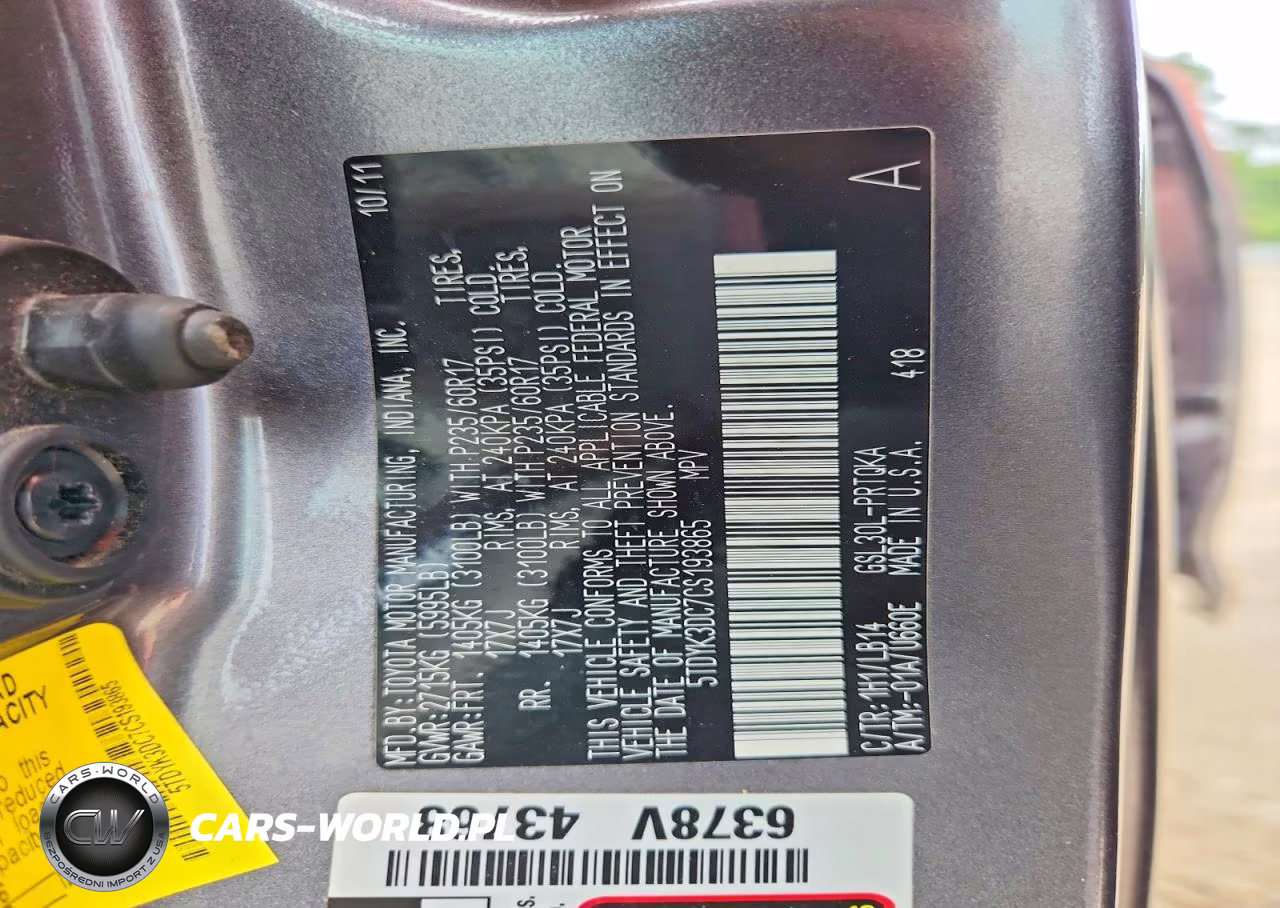 2012 Toyota Sienna Xle 8-Passenger VIN:5TDYK3DC7CS193865 - 13