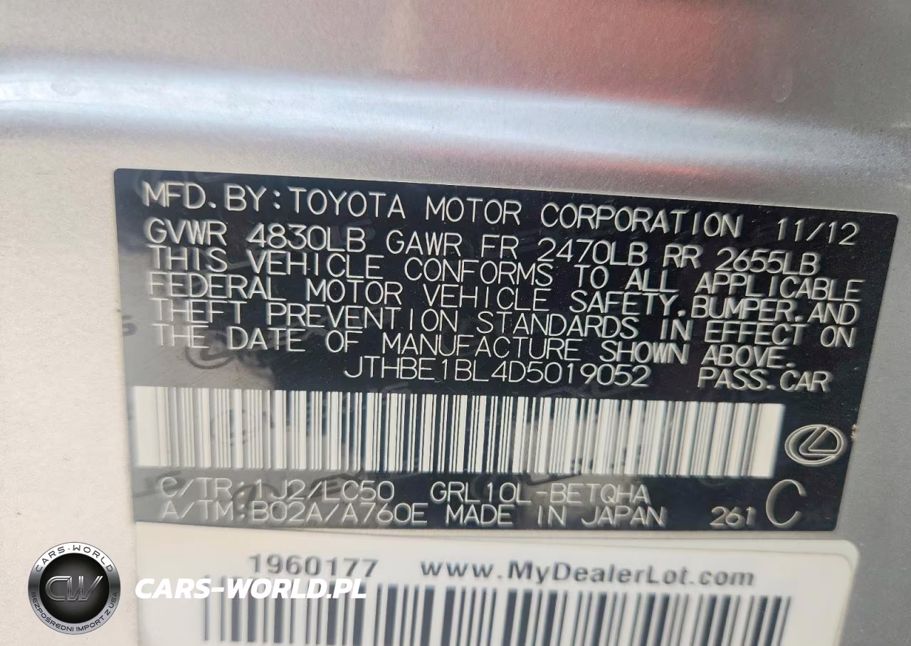 2013 Lexus Gs 350 VIN:JTHBE1BL4D5019052 - 12
