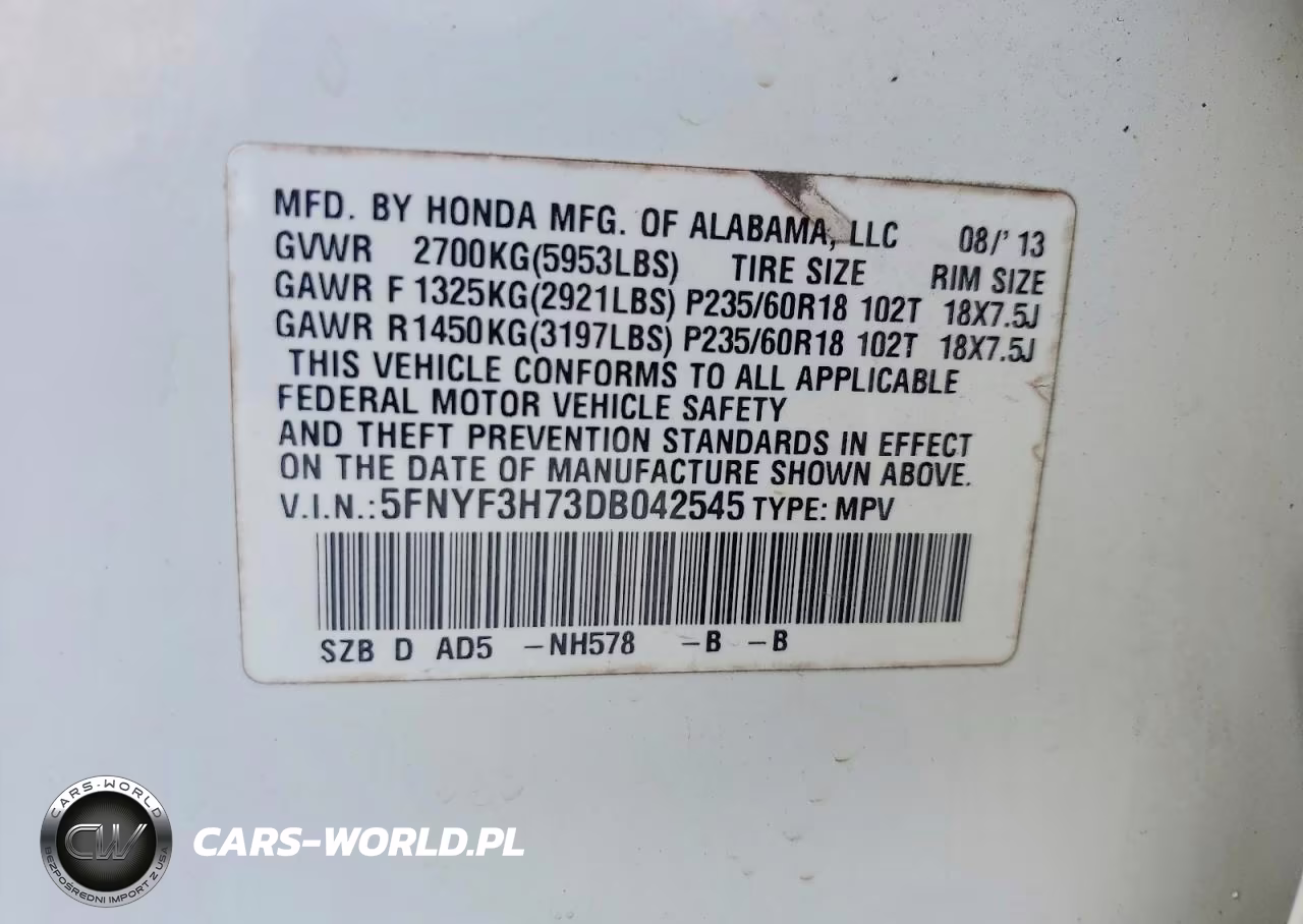 2013 Honda Pilot Exln VIN:5FNYF3H73DB042545 - 13