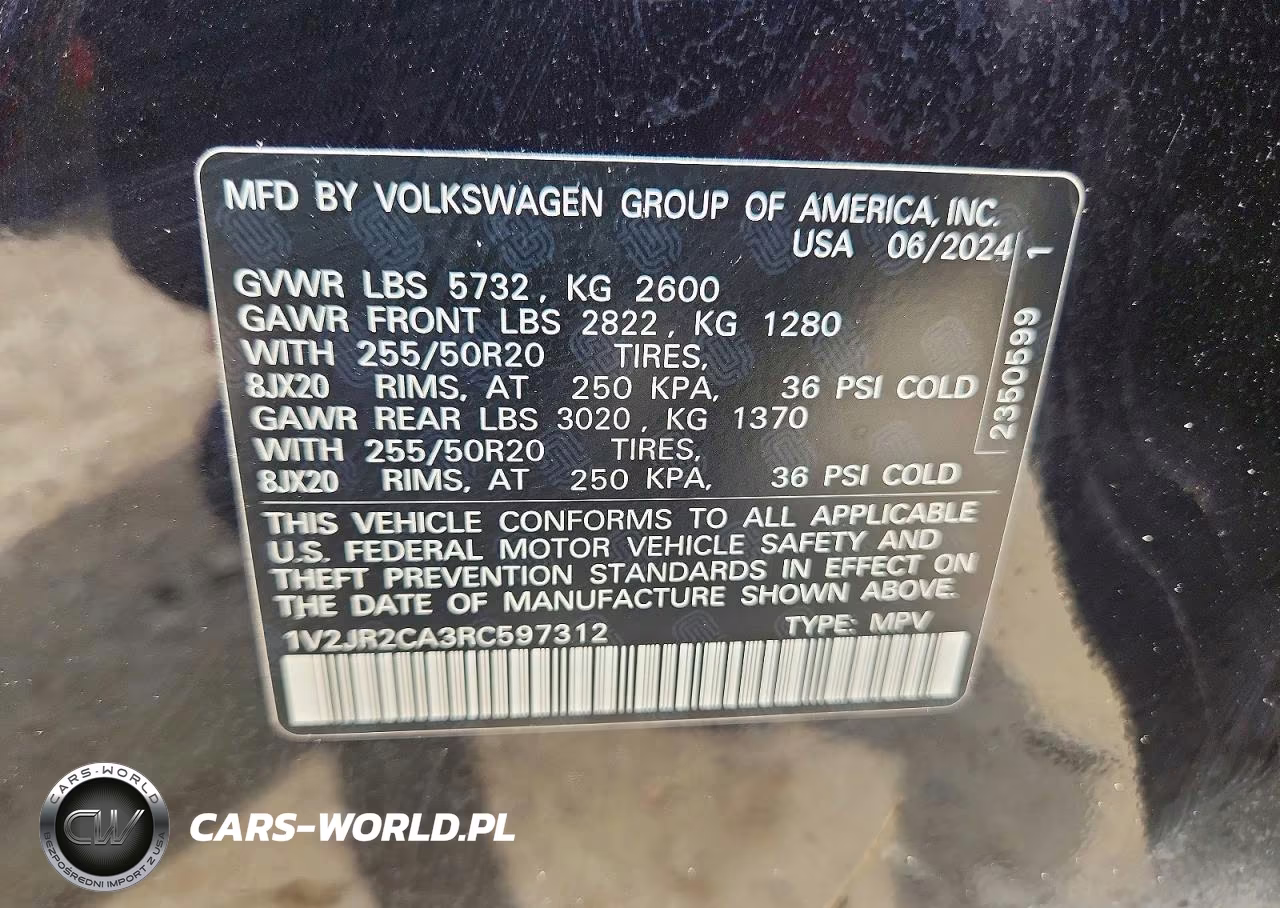 2024 Volkswagen Atlas 2.0T Se W-Technology VIN:1V2JR2CA3RC597312 - 14