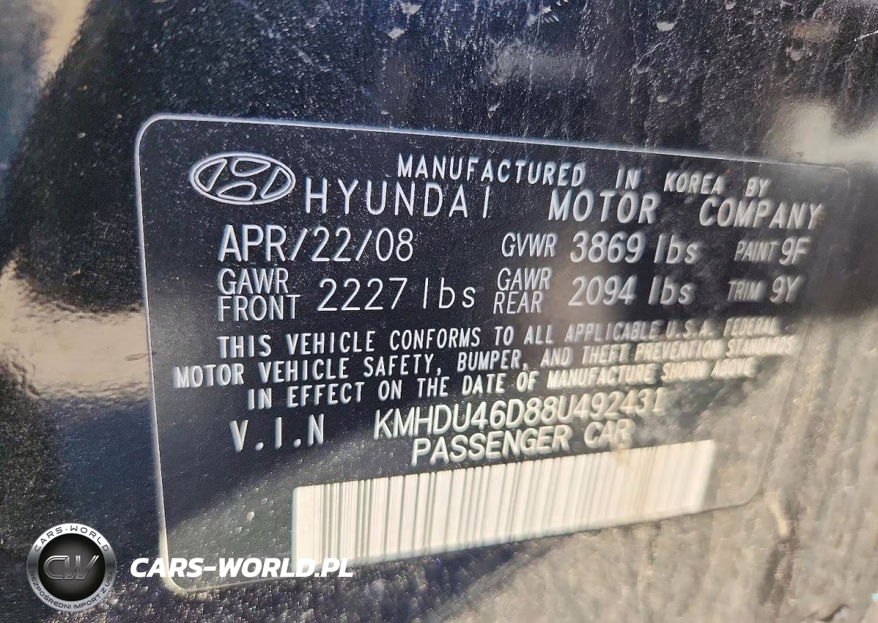 2008 Hyundai Elantra Gls VIN:KMHDU46D88U492431 - 12