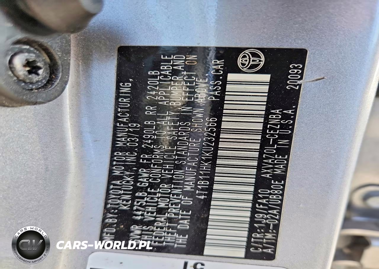 2019 Toyota Camry Le VIN:4T1B11HK1KU232566 - 12