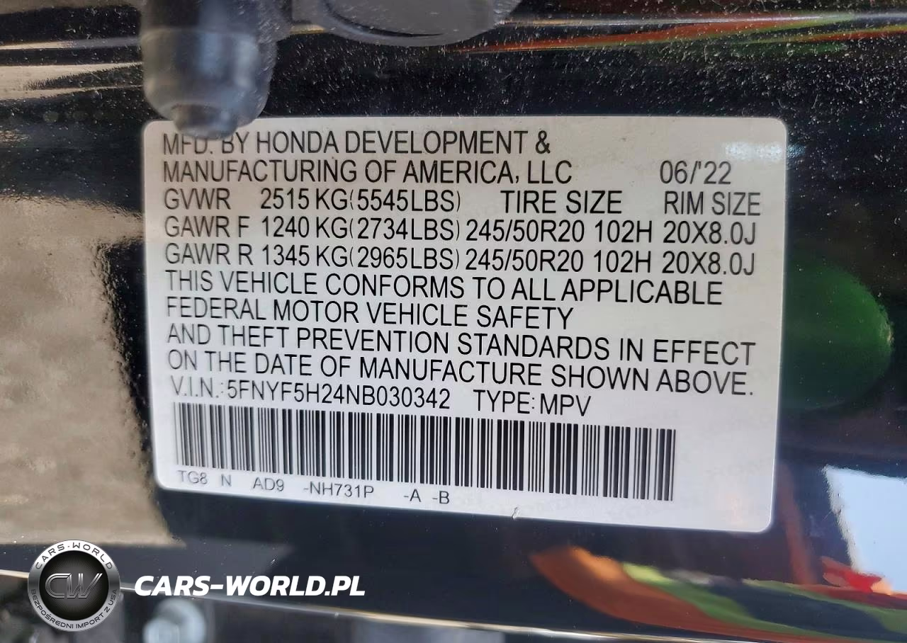 2022 Honda Pilot VIN:5FNYF5H24NB030342 - 13