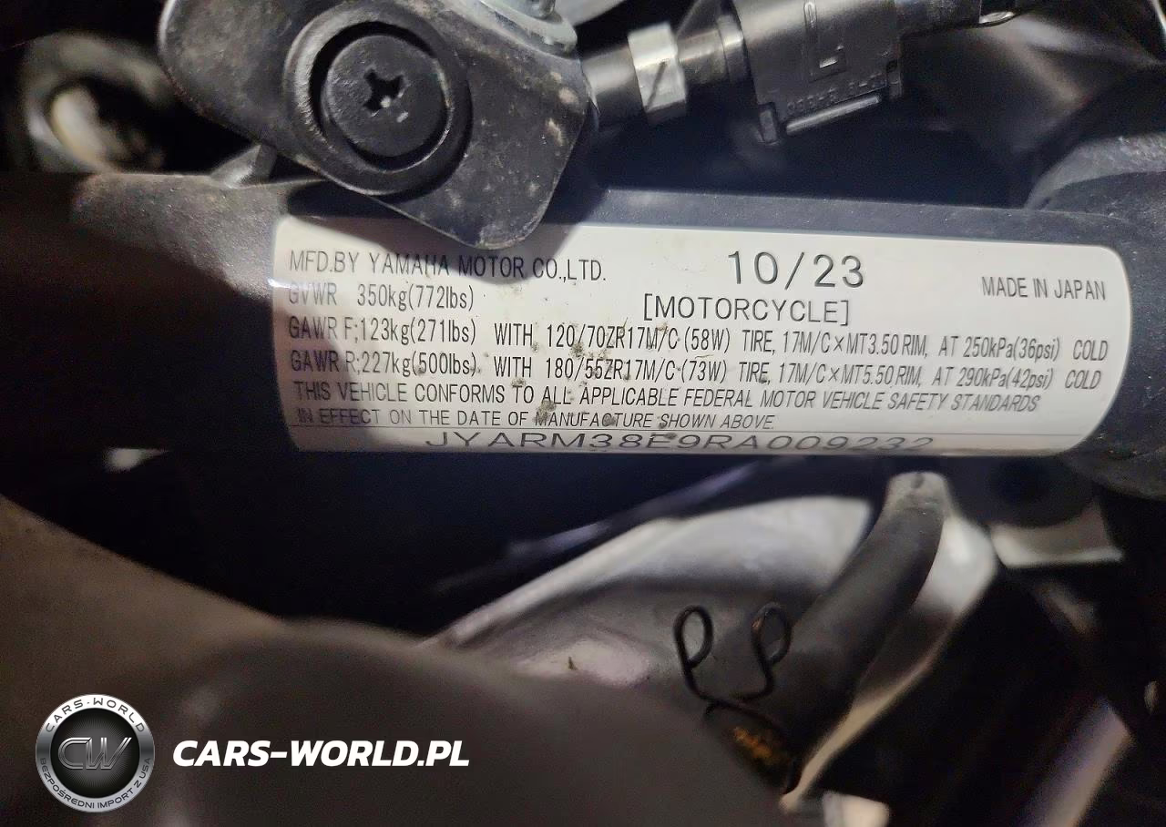 2024 Yamaha Yzfr7 VIN:JYARM38E9RA009232 - 9