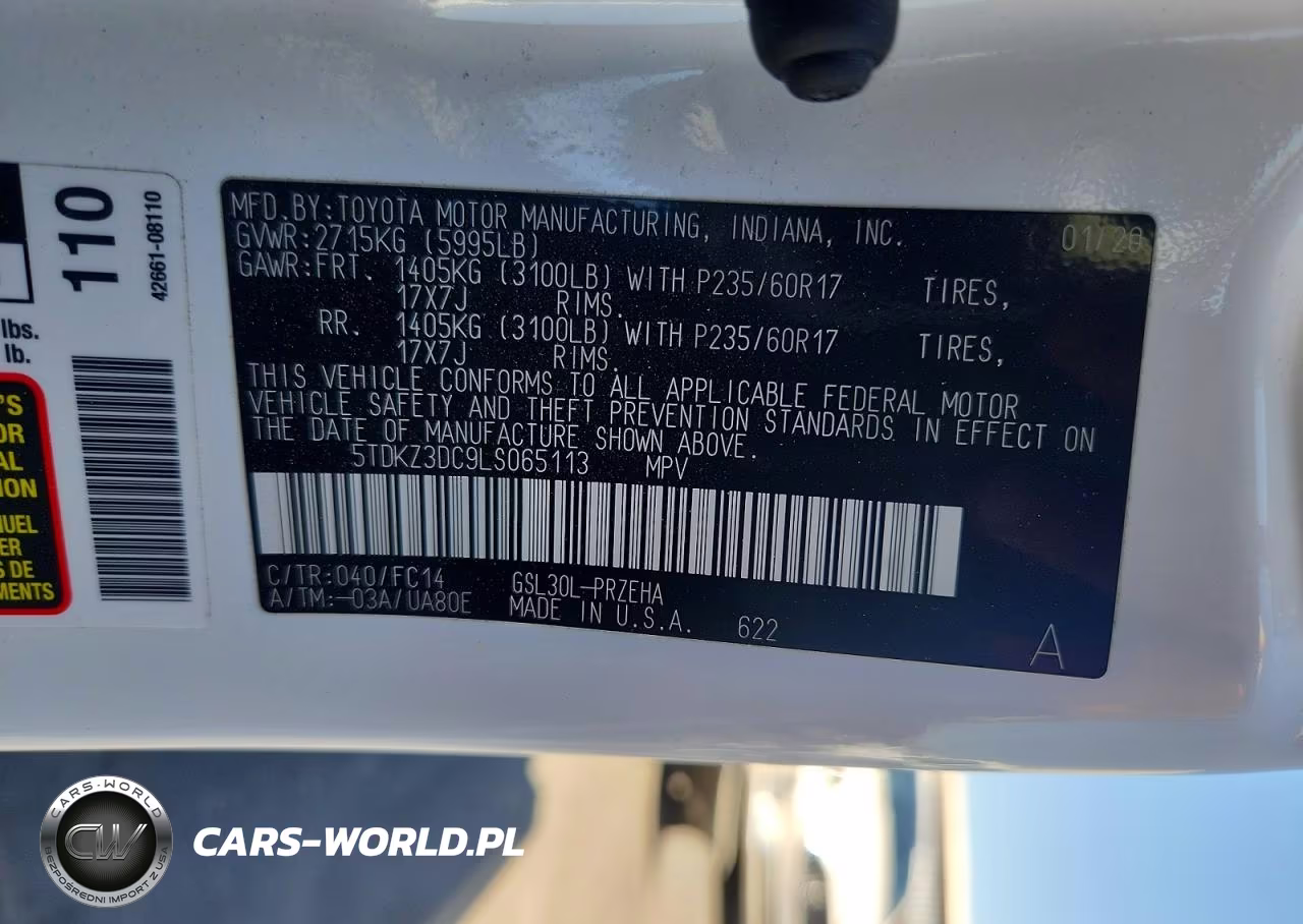 2020 Toyota Sienna Le VIN:5TDKZ3DC9LS065113 - 14