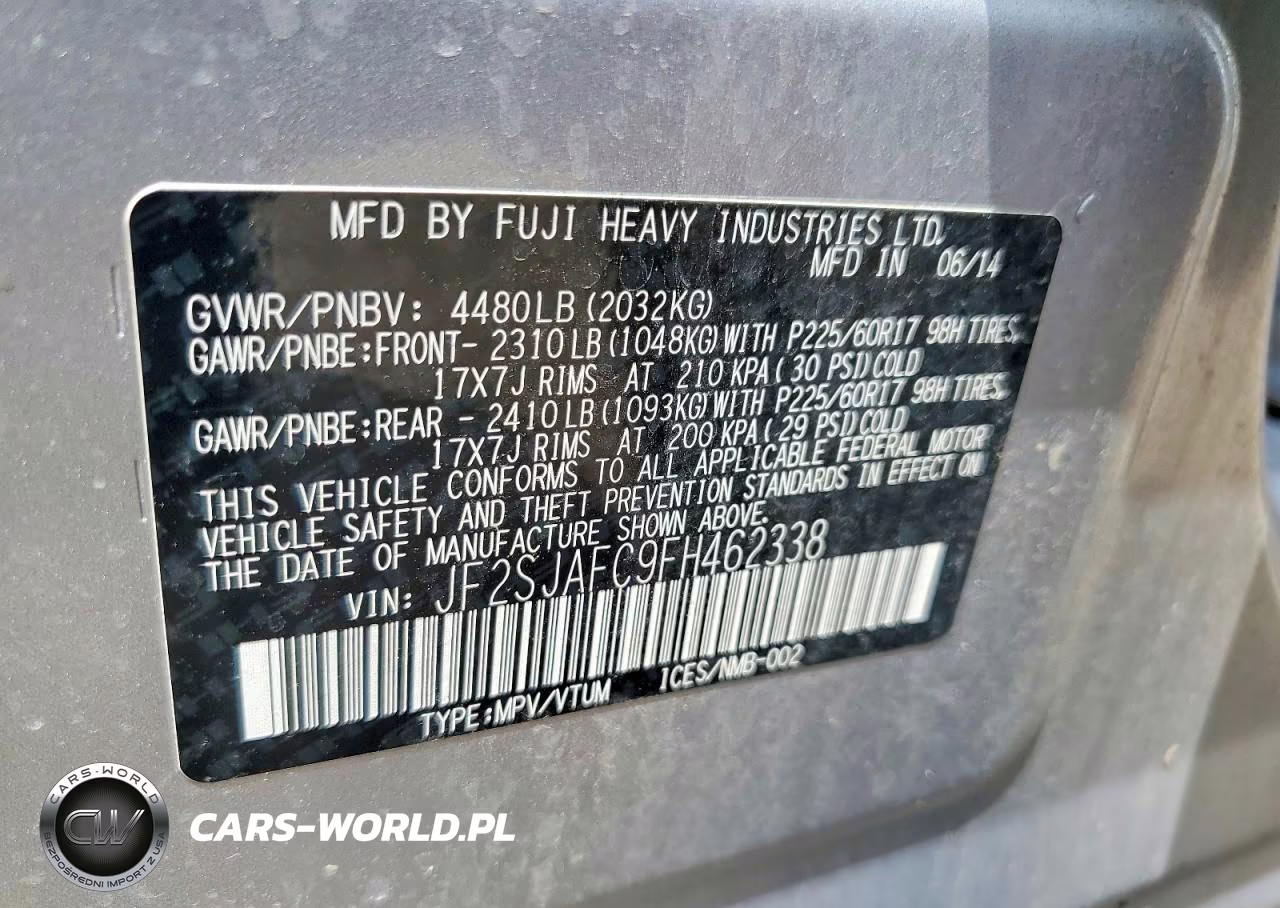 2015 Subaru Forester 2.5I Premium VIN:JF2SJAFC9FH462338 - 13
